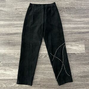Vintage Terry Lewis Classic Luxuries Studded Genuine Leather Pants Black Suede 8